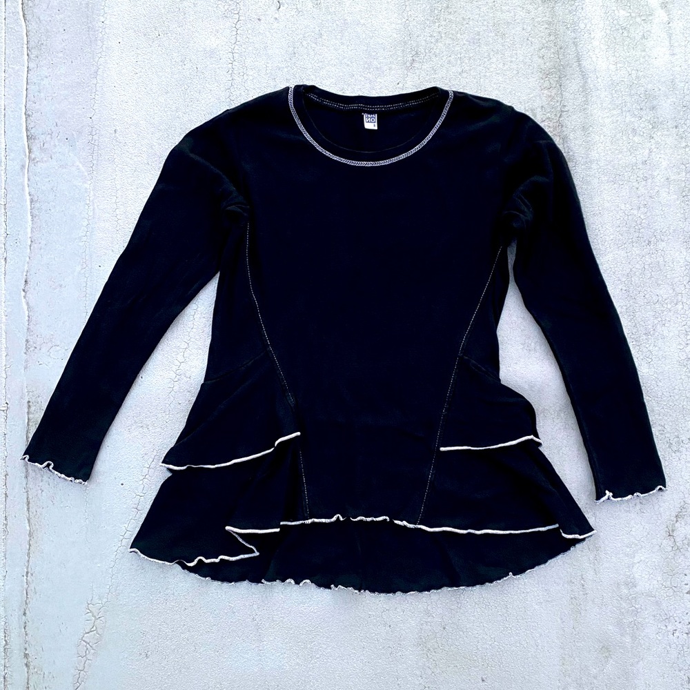 Nano black and white ruffle top